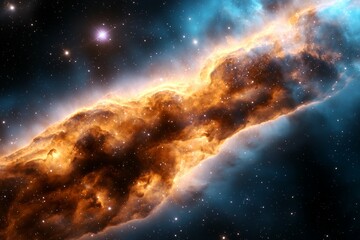 Wall Mural - long, orange and blue cloud of gas and dust in space