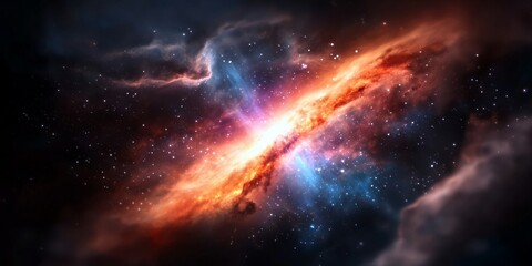 Wall Mural - colorful galaxy with a large red star in the center