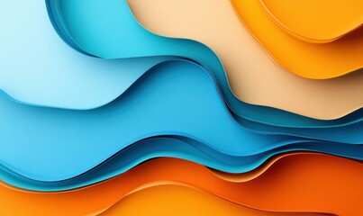 Poster - Colorful abstract background with smooth layered waves creates a modern and dynamic graphic design.