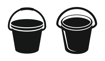 Poster - Illustration showing a black bucket icon on a white background set