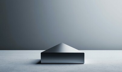 Poster - Clean, minimalist metallic podium on a concrete floor, offering a stylish presentation stage.