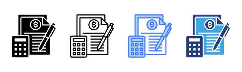 Poster - Accounting icon sheet multiple style collection