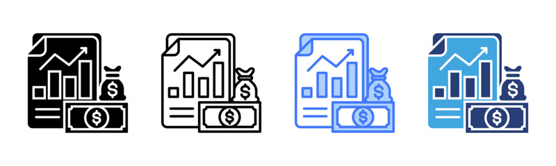 Poster - Financial Statement icon sheet multiple style collection