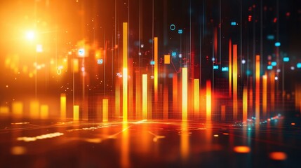 Poster - Abstract futuristic stock market trends concept with digital lines and glowing data points.