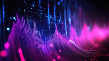 Poster - Abstract futuristic stock market trends concept with digital lines and glowing data points.
