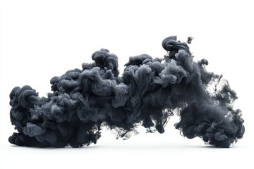 Poster - Dark smoke billows upward against a white backdrop, creating a dramatic and intense visual effect suitable for various uses in design and media