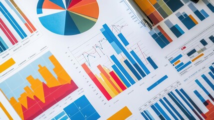Poster - Workspace featuring a report on economic shifts, business growth strategies, and trend data.