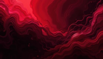 Fototapete - Fiery Red and Burgundy Abstract Background Dramatic Fluid Shapes and Intense Color Contrasts