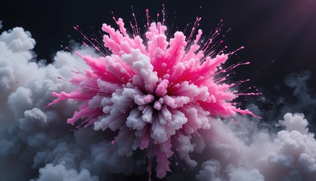 Dynamic Pink and Gray Smoke Explosion Abstract Art Design