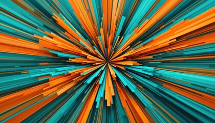Fototapete - Abstract Teal and Orange Burst A Vibrant, Stylized Explosion of Color