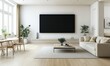 © rach - Modern living room with a large television and furniture