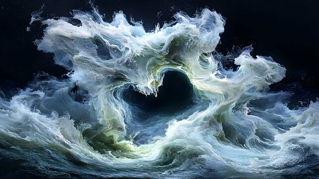 Abstract Whirlwind of Blue and White Liquid Splash
