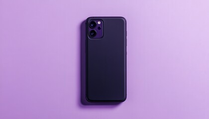 Poster - Stylish smartphone mockup against a soft purple backdrop with lush lavender plants in modern pots during bright daylight