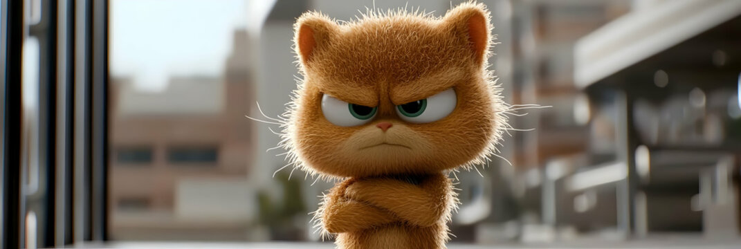 Angry Fluffy Orange Cat in Urban Setting
