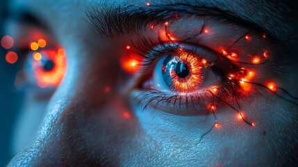 Poster - Glowing Eye, Futuristic, Close-up, Abstract Background, Sci-Fi Concept