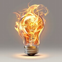 Poster - Dramatic image of a burning light bulb capturing the essence of light and energy in motion