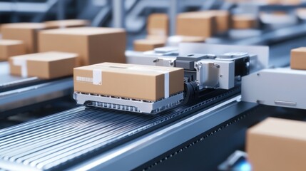Poster - a high-speed packaging line using smart automation for industrial efficiency.