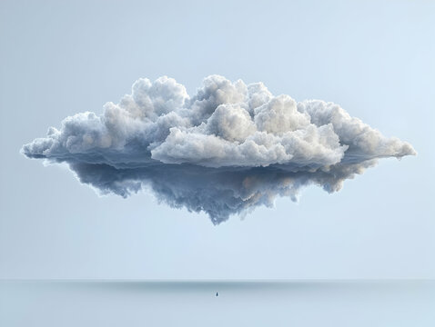 Fluffy White Cumulus Cloud against a Light Blue Sky
