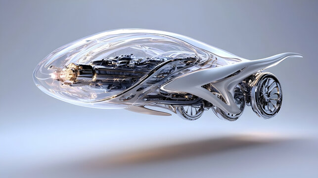 Futuristic Silver Vehicle Concept: Sleek Aerodynamic Design