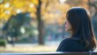 © てんぷら - 公園のベンチに座る日本人女性