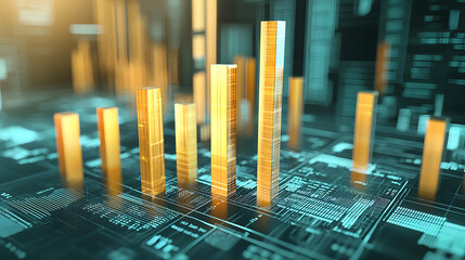 Poster - Analyzing data patterns in financial graphs digital space infographic high-tech environment aerial view business insights