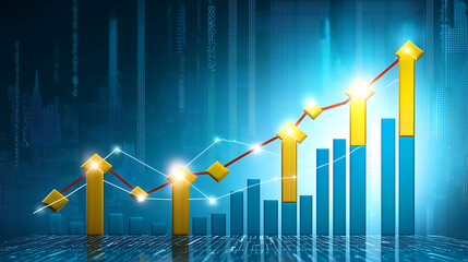 Poster - Business growth analysis digital market trends infographic data visualization online environment aerial view economic insights
