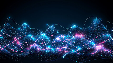 Poster - Dynamic data visualization wave digital space graphic design abstract environment aerial view technology concept
