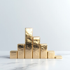 Poster - Economic growth visualization golden bar graph on marble surface business concept minimalistic design
