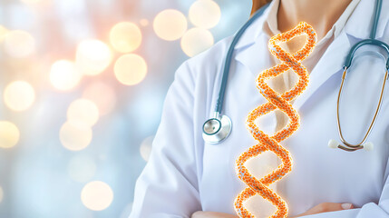 Poster - Medical professional examining dna helix laboratory setting health science image professional environment close-up view