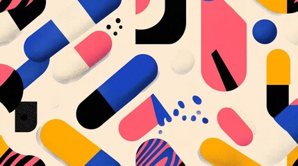 Poster - Abstract Pill Pattern: Vibrant Capsule Design