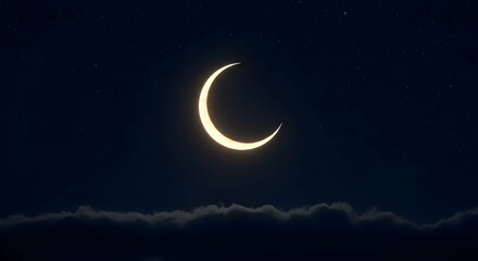 Wall Mural - pixelated crescent moon night sky