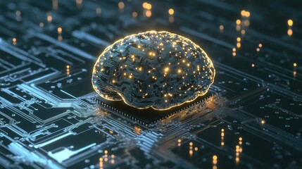 Poster - A digital representation of a brain made of circuits, symbolizing the intersection of technology and intelligence.