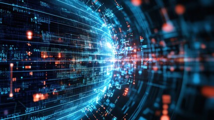 Poster - A vibrant digital design showcasing dynamic data streams and glowing elements, representing technology and connectivity in a futuristic context.