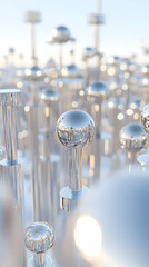 Fototapete - Reflective Silver Spheres on White Background