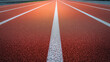 © Sajib - Close up view of a running track with white lane markers stretching into the distance in the sunlight