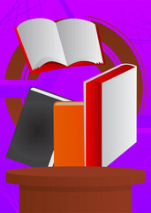 Poster - Mockup product display with Book. Vector cylinder pedestal podium. Stage showcase for presentation. Minimal geometric forms.
