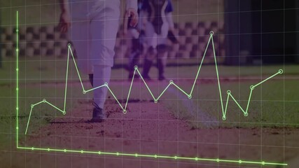 Poster - Animation of fluctuating graph over baseball players running on field in school