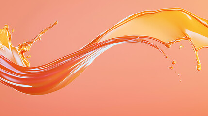 Poster - Dynamic splash of orange liquid on soft coral background abstract design digital art creative environment