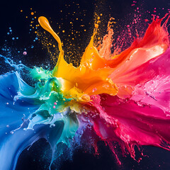 Poster - Dynamic paint splash action art studio visual content colorful environment close-up view creative concept