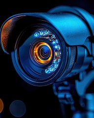 Poster - Captivating Fine Art Black and White Illustration of a Camera Lens, Highlighting Detail and Texture in Contemporary Style