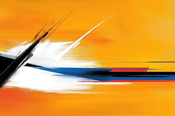 Poster - Vibrant Abstract Expressionist Illustration with Dynamic Lines and Bold Colors in Yellow and Orange Tones for Modern Artwork Projects