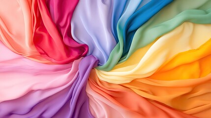 Poster - Soft Colorful Silk Fabric Swirls Creating Abstract Background Design