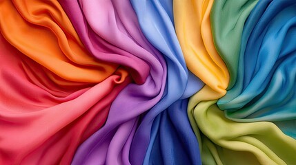 Poster - Colorful Silk Fabric Waves in Vibrant Rainbow Pattern Design
