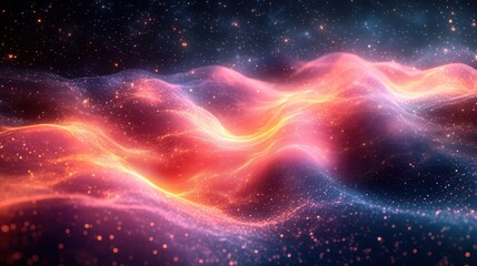 Fototapete - Digital Artwork Featuring Vaporwave Aesthetic in Silk Texture with High Fidelity Visuals, Evoking a Dreamy and Cosmic Atmosphere