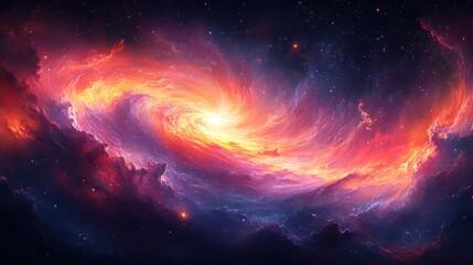 Fototapete - Captivating Digital Artwork of Silk Fabric with Swirling Patterns in High Fidelity, Creating a Vibrant Cosmic Atmosphere and Dreamy Effects