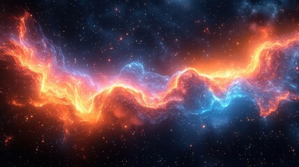 Fototapete - Abstract digital painting of swirling silk fabric showcasing vibrant colors and intricate textures in a cosmic landscape of beauty and mystery
