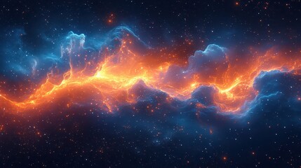 Fototapete - Abstract Digital Painting of Swirling Fabric Texture with Silk-like Patterns in Vibrant Colors and Cosmic Background