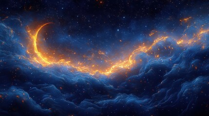 Fototapete - Ethereal Digital Painting of Silk Fabric with Swirling Patterns and Bright Colors Capturing the Essence of Cosmic Beauty and Fluid Movement