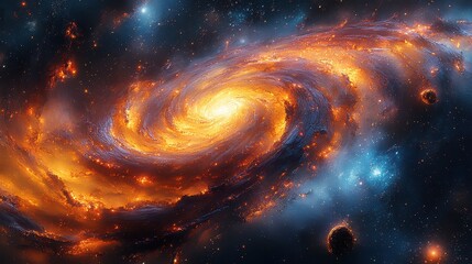 Fototapete - Iridescent Digital Painting of Silk Fabric in a Captivating Cosmic Scene with Swirling Colors and Dynamic Patterns for Artistic Use