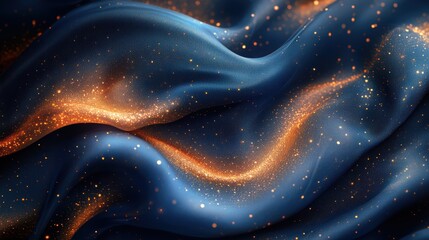 Fototapete - Luxurious Digital Rendering of Silky Fabric in Baroque Style, High Fidelity with Glimmering Details and Rich Textures in Deep Blue Tones